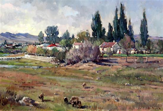 Arthur Bruce Hancock (South African 1912-1990) Lantern Cape Farmstead 19.5 x 29.5in.